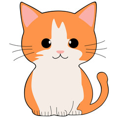 Cat clipart icon vector flat design on transparent background, animal isolated clipping path element