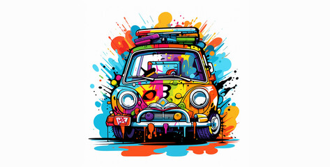  Art t shirt design cars Trendy painting wallpaper generated AI