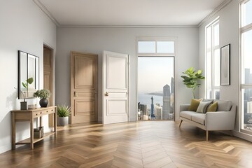 A beautiful canvas frame 3D mockup in modern living room, bed room, kitchen, bathroom interior, Created with AI