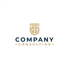 initial letter cc shield logo design 