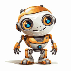 robot ai assistant cinematic detailed vector cartoon white background 