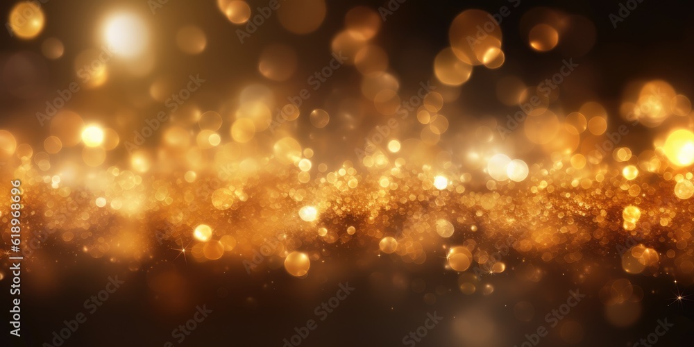 Poster a gold abstract bokeh background. generative ai image aig30.