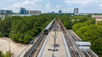 Naklejka premium Mass Transit Train Station in the City