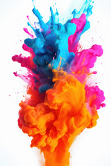 Multicolored neon ink on white background.