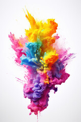 Multicolored neon ink on white background.