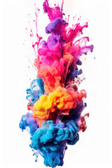 Multicolored neon ink on white background.