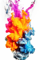 Multicolored neon ink on white background.