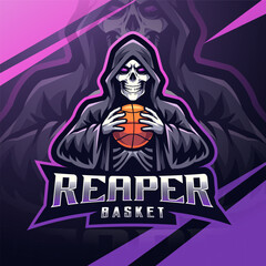 Reaper basket esport mascot logo design © Visink.art