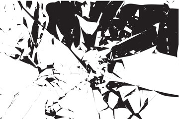 Broken glass or mirror black texture on white background - obrazy, fototapety, plakaty