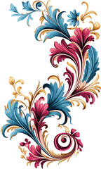 Colorful floral decorative element for banner, frame, card invitation ect made by AI Generative Image 