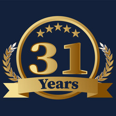 31 Years Anniversary on gold with stars and laurels