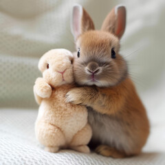 cute rabbits - obrazy, fototapety, plakaty