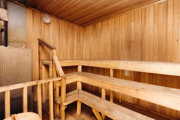 Fototapeta na wymiar steam room lined with wood
