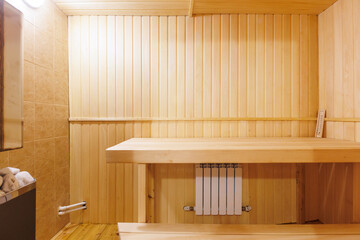 steam room lined with wood