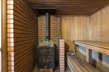 steam room lined with wood