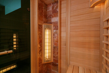steam room lined with wood