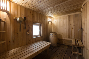 steam room lined with wood