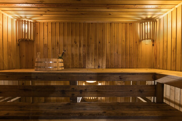 steam room lined with wood