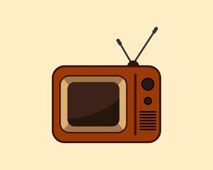 Cartoon drawing of an old television set, vector illustration