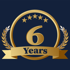 6 Years Anniversary on gold with stars and laurels