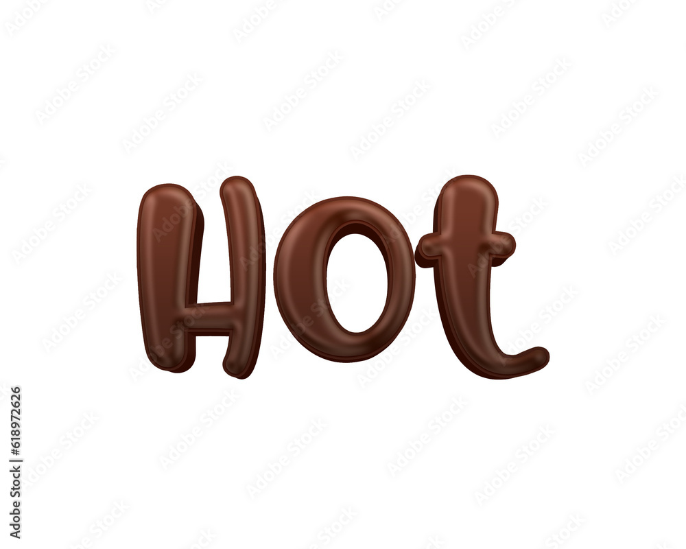 Poster chocolate candy hot word isolated on transparent background. this is a part of a set includes font o