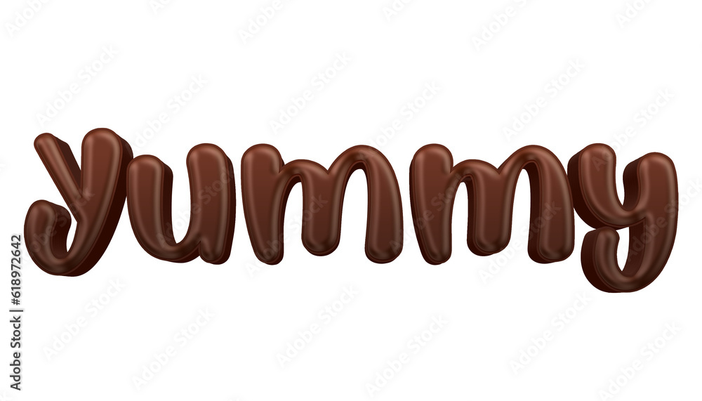 Poster chocolate candy yummy word isolated on transparent background. this is a part of a set includes font