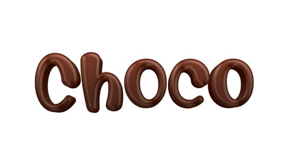 Chocolate candy choco word isolated on transparent background. This is a part of a set includes font or letters, numbers, punctuation marks, symbols, shapes and frames.