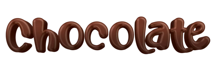 Fotobehang Chocolate candy chocolate word isolated on transparent background. This is a part of a set includes font or letters, numbers, punctuation marks, symbols, shapes and frames. © callmefay