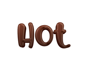 Chocolate candy hot word isolated on transparent background. This is a part of a set includes font or letters, numbers, punctuation marks, symbols, shapes and frames.