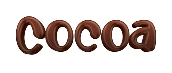 Chocolate candy cocoa word isolated on transparent background. This is a part of a set includes font or letters, numbers, punctuation marks, symbols, shapes and frames.