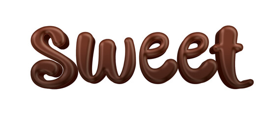 Chocolate candy sweet word isolated on transparent background. This is a part of a set includes font or letters, numbers, punctuation marks, symbols, shapes and frames.