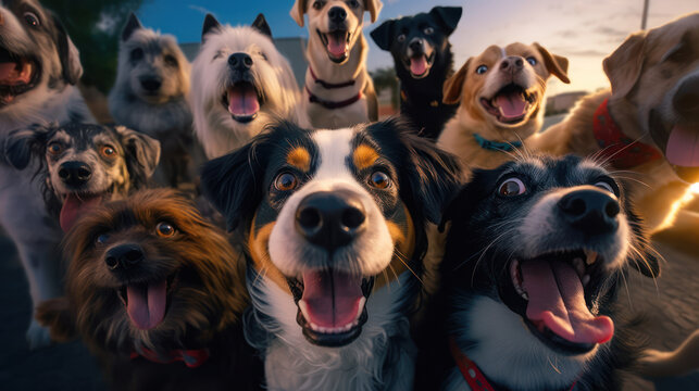 Group of  dogs. - Powered by Adobe