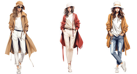 Fashion female in transparent layer illustration