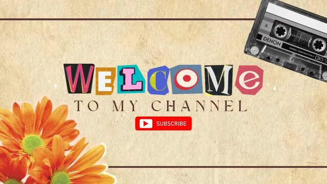 Flowers are blooming and calligraphy conveys a welcome to my channel message amidst lush greenery