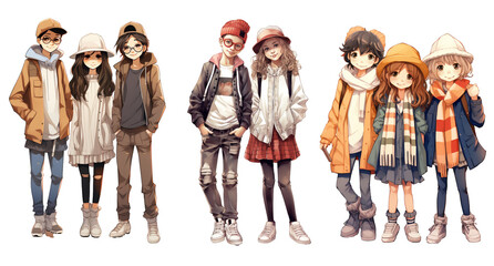 Fototapeta premium Fashion Children in transparent layer illustration