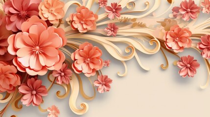 Floral 3d swirls blooming wallpaper