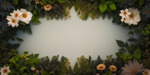 Obraz premium background with isolated green foliage and flowers