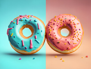 Two donuts with different flavors