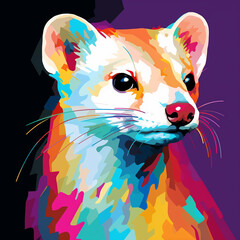 illustration of a weasel  in wpap style