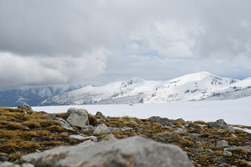 Mountain view in winter near the Rila Lakes in Bulgaria.