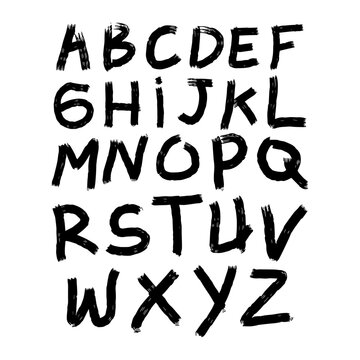 hand drawn grunge style alphabet set