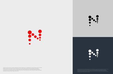 Initial Letter N Logo with dot. Abstract shape for business technology, flat design logo template