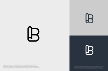 Initial Letter B Logo with fold edge.Flat design logo template
