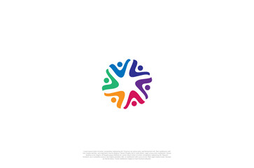 Abstract people linked, human icon. Usable for teamwork, community, family logo. Design template