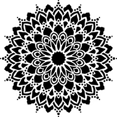 Mandala Stencil Template, Printable Design, Black and White Coloring Illustration