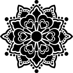 Mandala Stencil Template, Printable Design, Black and White Coloring Illustration