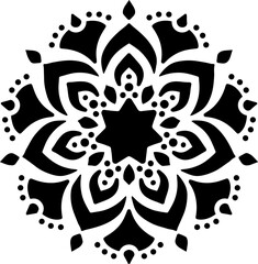 Mandala Stencil Template, Printable Design, Black and White Coloring Illustration