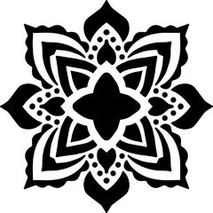 Mandala Stencil Template, Printable Design, Black and White Coloring Illustration