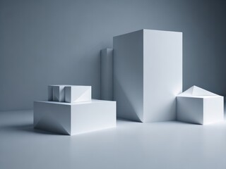 blank Geometric shapes podium for product display.generative AI