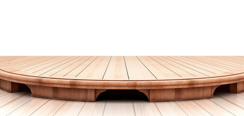 Empty wooden stage isolated on transparent background